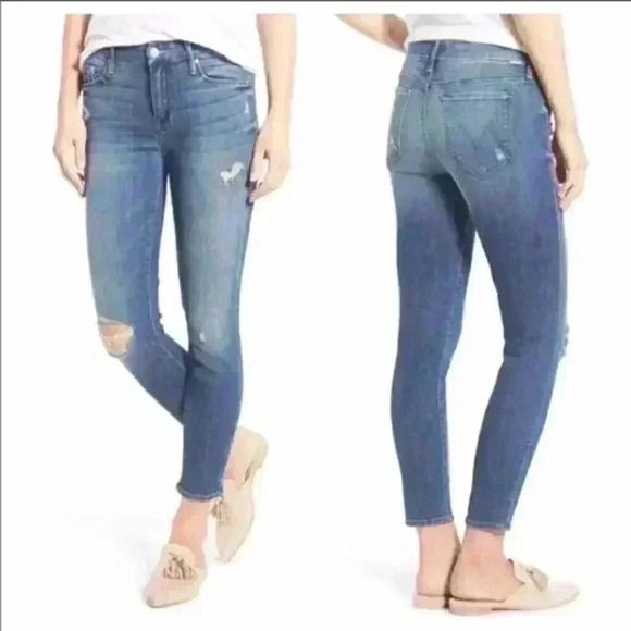 MOTHER Denim - MOTHER Distressed Jeans The Looker Crop Gypsy Size 24